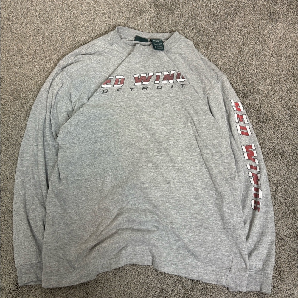 Vintage gray detroit‎ red wings long sleeve tshirt